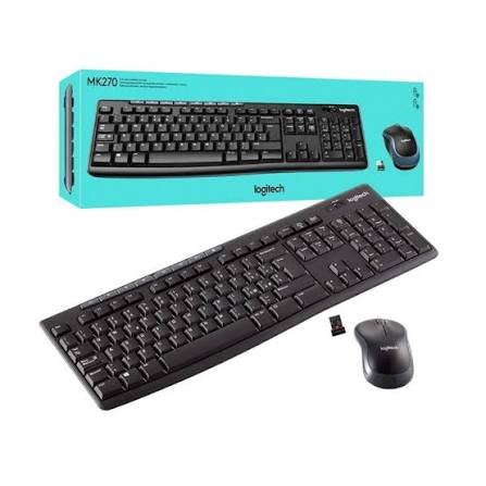 Logitech MK 270 Wireless Desktop Keyboard and Mouse Combo - 10m range, extended batter life, 8 hot keys, full size, spill resistant, plug and play, Retail Box