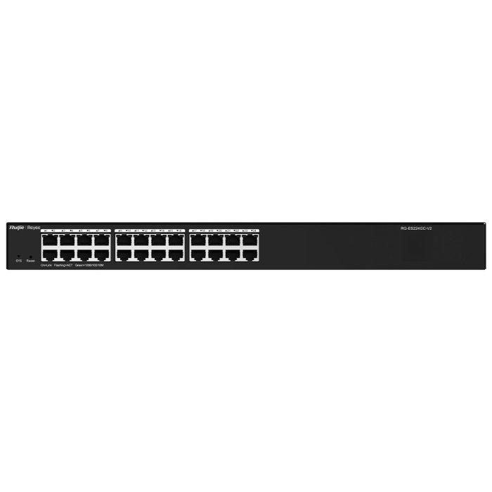 Rujie Reyee 24 port Gigabit  Smart cloud Managed Switch RG-ES224G Ethernet Ports: 24x 10/100/1000 Hardware Button: None Max. Power Consumption: 13W Mounting: Desktop or Rack-Mount Operating System Supported Voltage Range: 100-240V