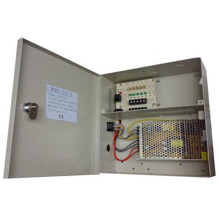 4 Channel CCTV Power Supply 5A With casing