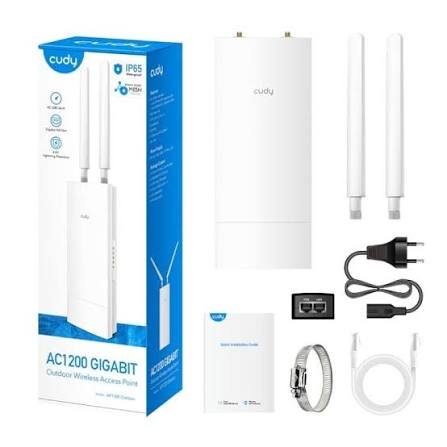 Cudy Dual Band WiFi 5 1200Mbps Outdoor Access Point | AP1300 Outdoor Antenna Gain: 2x 5dBi Detachable Antennas