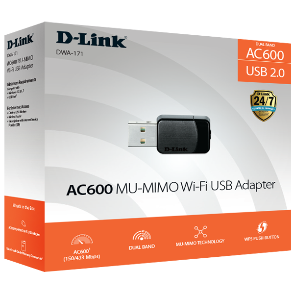D-Link Wireless AC600 MU-MIMO Dual Band Mini USB Adapter