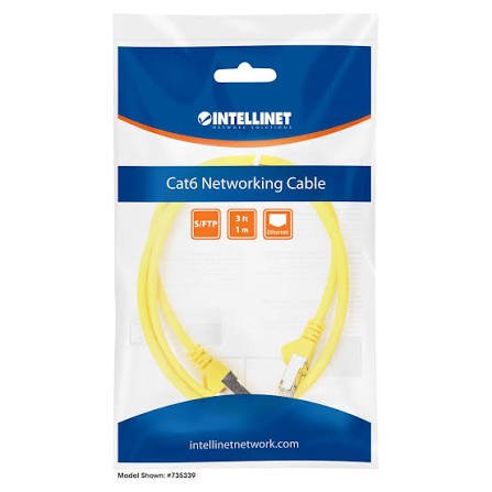 Intellinet Network Cable, CAT6, CU, S/FTP – RJ45 Male / RJ45 Male, 0.5M, Yellow, Retail Box, No Warranty