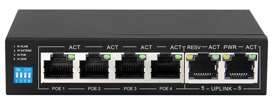 SPS-4F2F 6xFE Switch 4xPoE af/at 60W