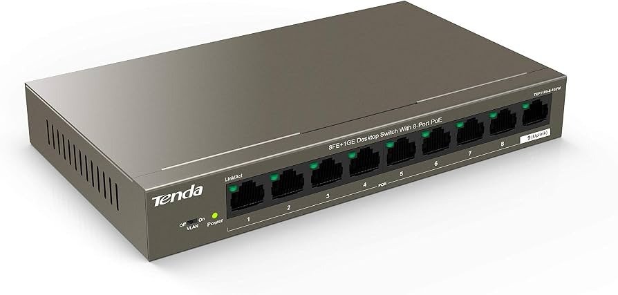 Tenda 9-Port 58W Fast Ethernet Switch with 8-Port PoE |
TEF1109P-8-63W